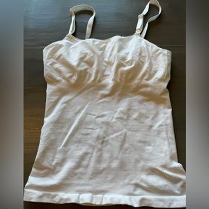Isabel Maternity White Nursing Cami Compression Tank Top, Built in Bra, Large